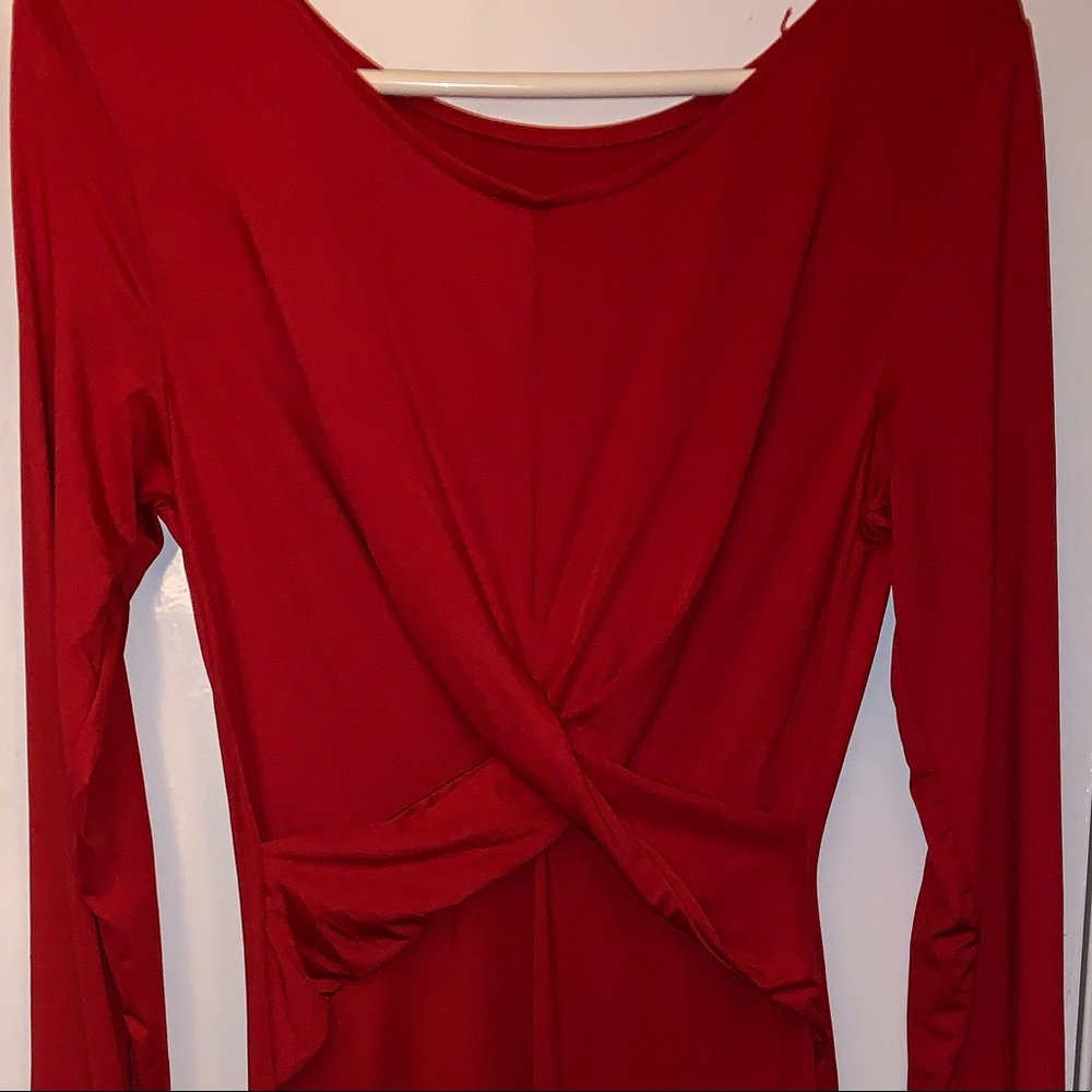 Jersey Fabric Red Long Sleeve Gown Size XS/S